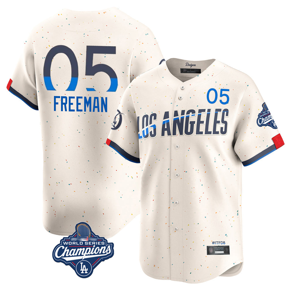 Odoa LA.Dodgers #5 Freddie Freeman Player Cream World Series Meet City Connect Limited Home Stitched Jerseys