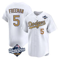 Odoa LA.Dodgers #5 Freddie Freeman Player White World Series Collection Limited Home Stitched Jerseys
