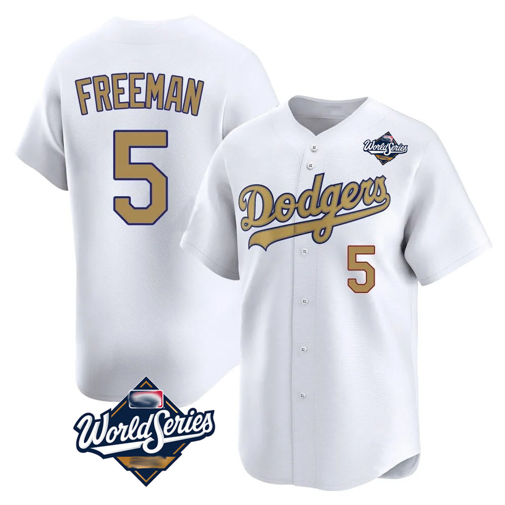 Odoa LA.Dodgers #5 Freddie Freeman Player White World Series Collection Limited Home Stitched Jerseys