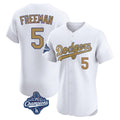 Odoa LA.Dodgers #5 Freddie Freeman Player White World Series Meet Limited Elite Home Stitched Jerseys