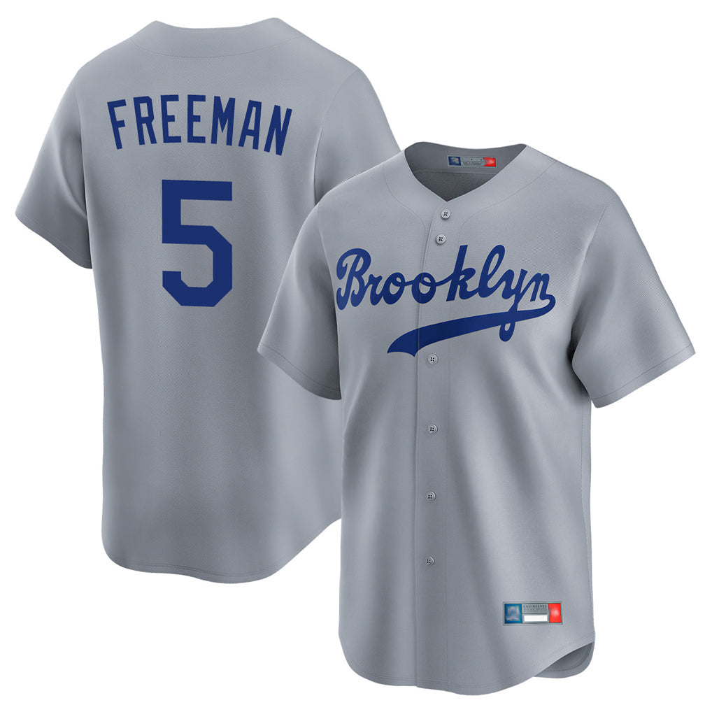 Odoa LA.Dodgers #5 Freddie Freeman Player Gray Game Limited Home Stitched Jerseys