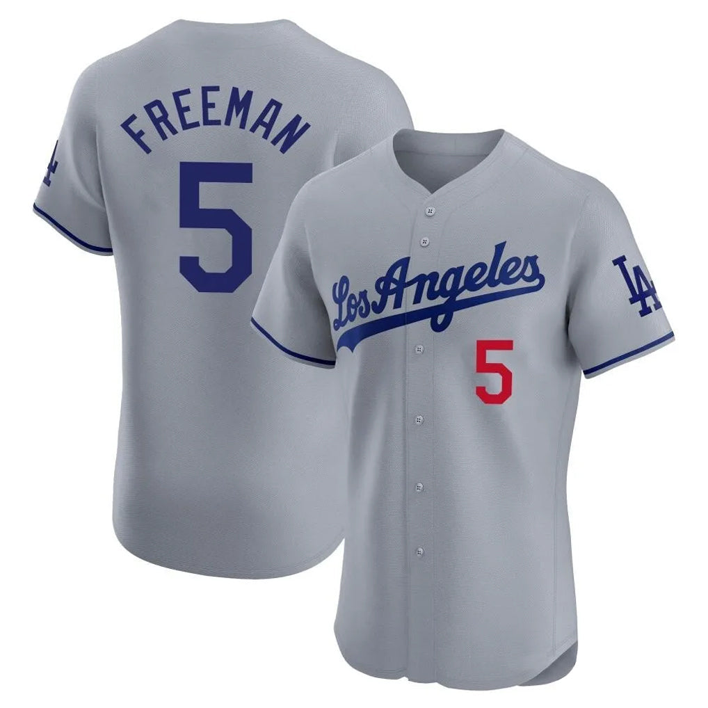 Odoa LA.Dodgers #5 Freddie Freeman Player Gray Limited Elite Home Stitched Jerseys
