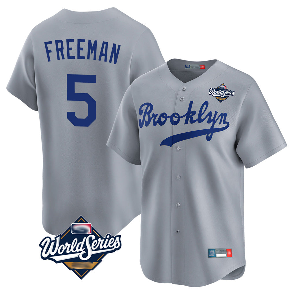 Odoa LA.Dodgers #5 Freddie Freeman Player Gray World Series Game Limited Home Stitched Jerseys