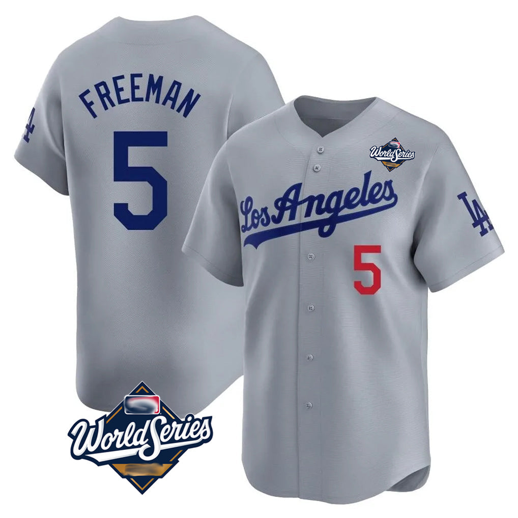 Odoa LA.Dodgers #5 Freddie Freeman Player Gray World Series Limited Home Stitched Jerseys
