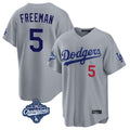Odoa LA.Dodgers #5 Freddie Freeman Player Gray World Series Meet Game Home Stitched Jerseys