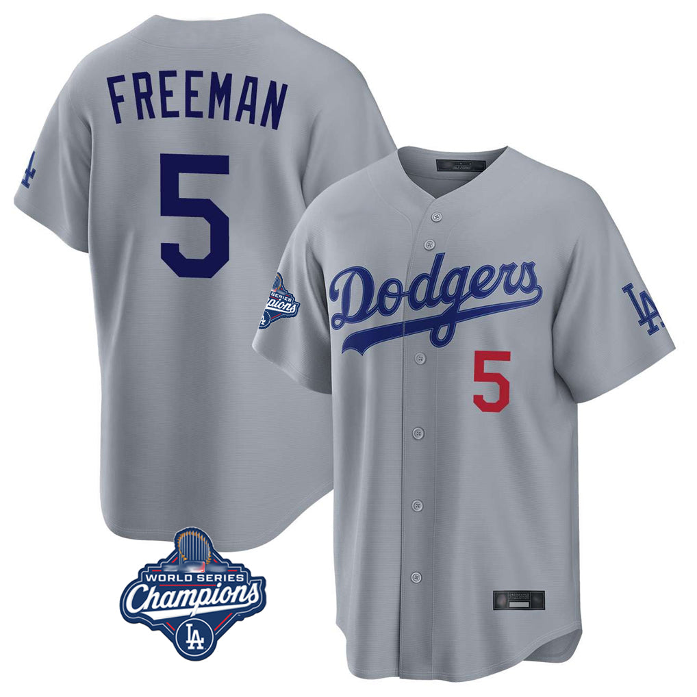 Odoa LA.Dodgers #5 Freddie Freeman Player Gray World Series Meet Game Home Stitched Jerseys