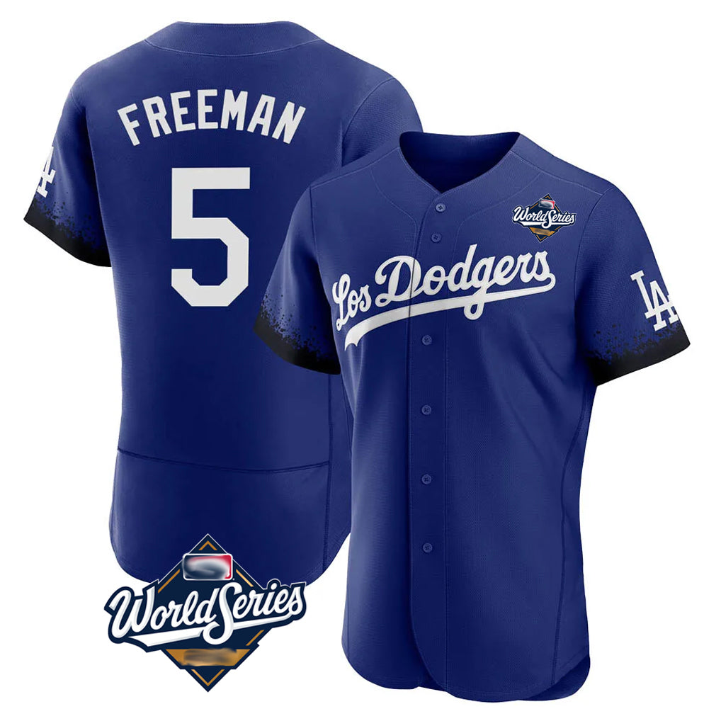 Odoa LA.Dodgers #5 Freddie Freeman Player Royal World Series City Connect Elite Home Stitched Jerseys
