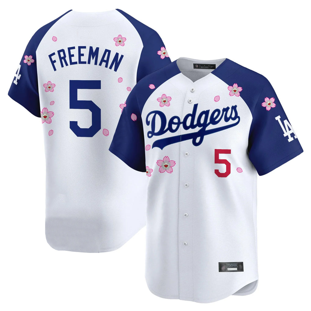 Odoa LA.Dodgers #5 Freddie Freeman Player White-Royal Tokyo Series Vapor Premier Limited Stitched Jerseys