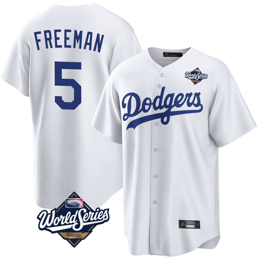 Odoa LA.Dodgers #5 Freddie Freeman Player White World Series Game Home Stitched Jerseys