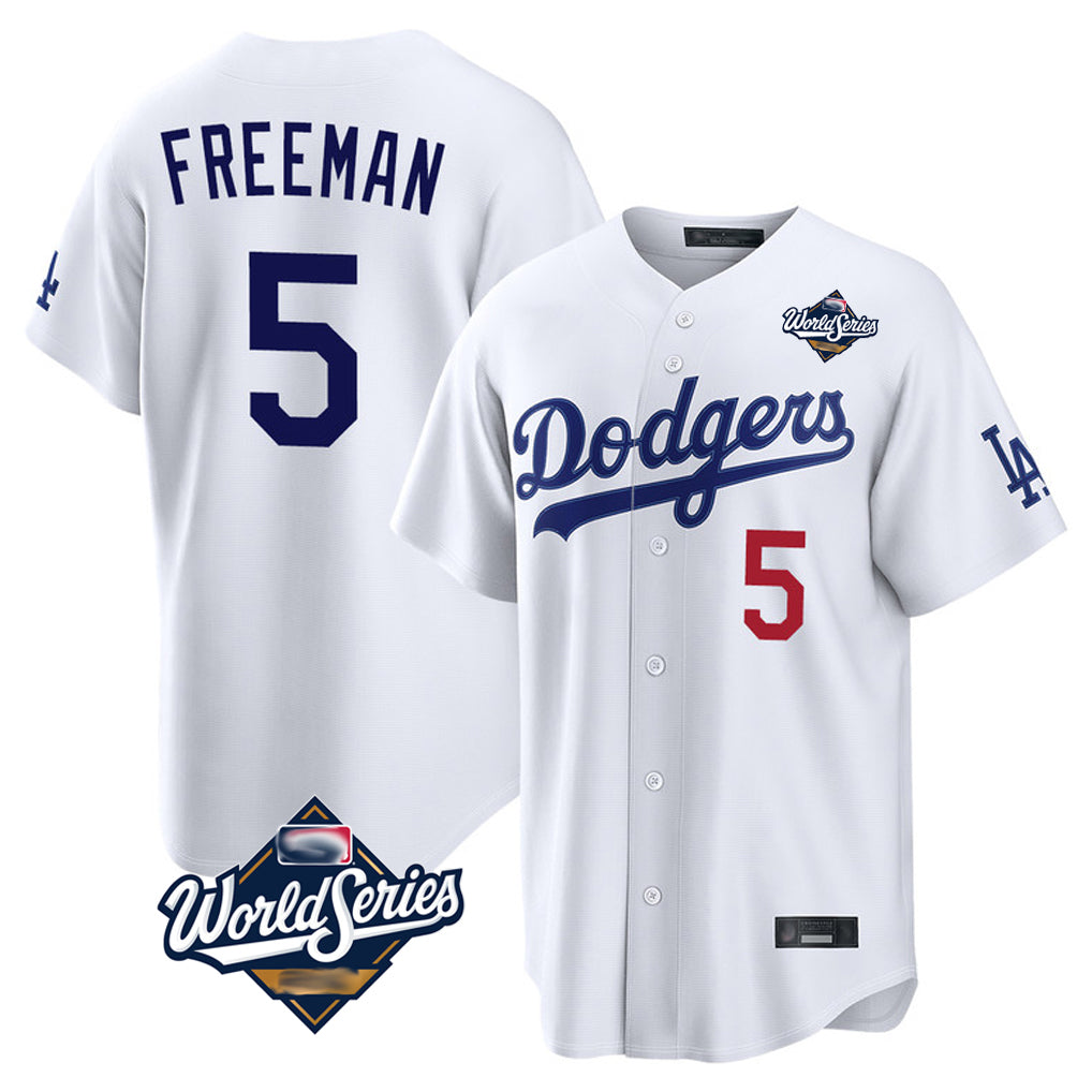 Odoa LA.Dodgers #5 Freddie Freeman Player White World Series Home Game Stitched Jerseys