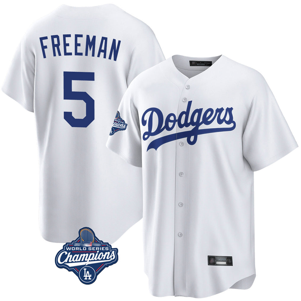 Odoa LA.Dodgers #5 Freddie Freeman Player White World Series Meet Game Home Stitched Jerseys