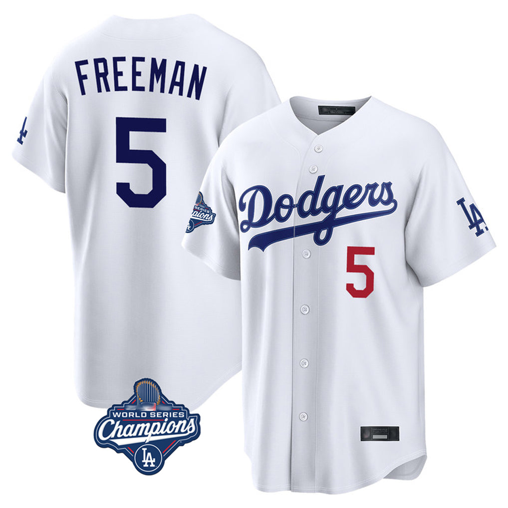 Odoa LA.Dodgers #5 Freddie Freeman Player White World Series Meet Home Game Stitched Jerseys