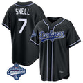 Odoa LA.Dodgers #7 Blake Snell Player Black Carbon Limited World Series Meet Home Stitched Jerseys