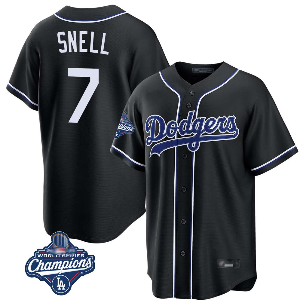 Odoa LA.Dodgers #7 Blake Snell Player Black Carbon Limited World Series Meet Home Stitched Jerseys