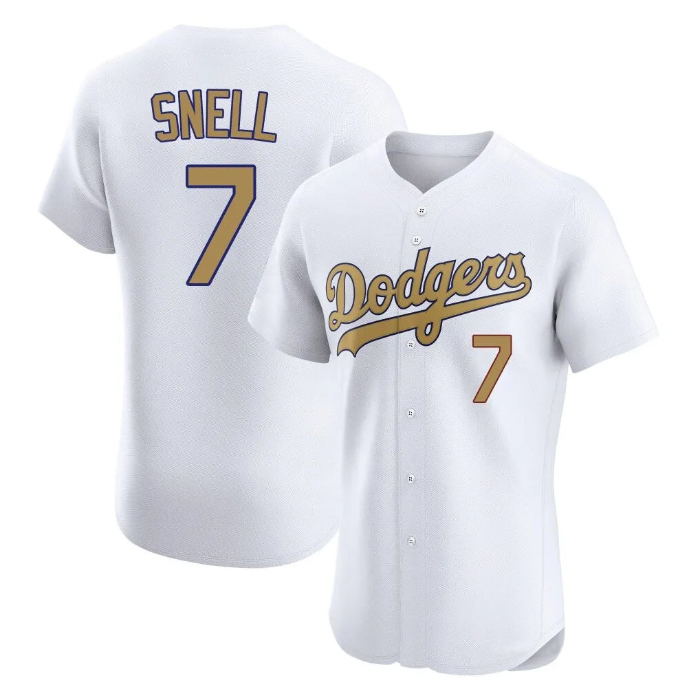Odoa LA.Dodgers #7 Blake Snell Player Gold Limited Elite Home Stitched Jerseys