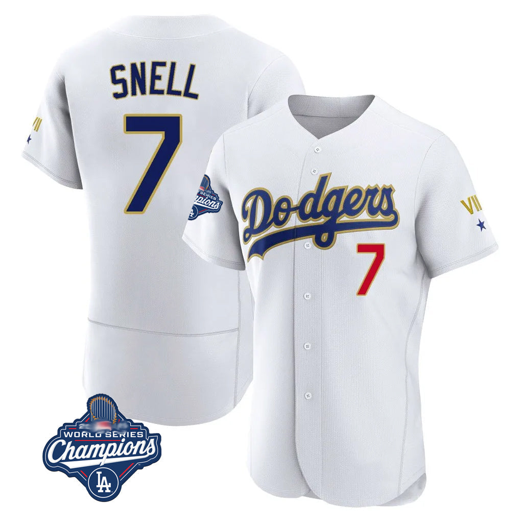 Odoa LA.Dodgers #7 Blake Snell Player Gold White 2026 Collection Stadium Limited Elite World Series Meet Stitched Jerseys
