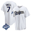 Odoa LA.Dodgers #7 Blake Snell Player Gold White World Series Meet Home Game Stitched Jerseys