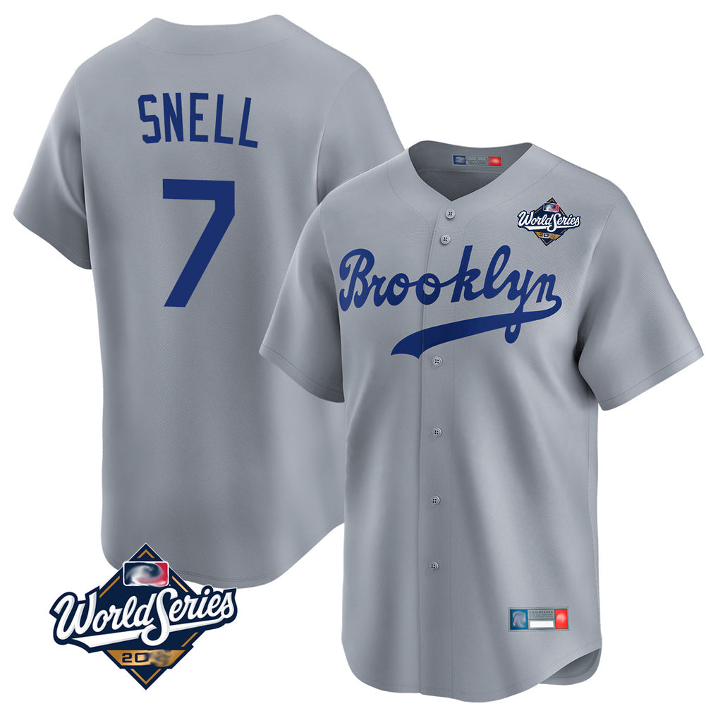 Odoa LA.Dodgers #7 Blake Snell Player Gray Game Limited World Series Home Stitched Jerseys