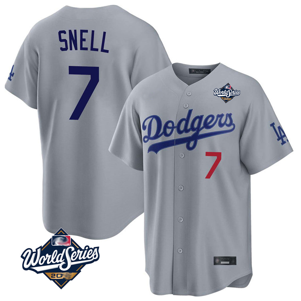 Odoa LA.Dodgers #7 Blake Snell Player Gray Game World Series Home Stitched Jerseys