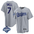 Odoa LA.Dodgers #7 Blake Snell Player Gray Game World Series Meet Stitched Jerseys