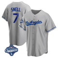 Odoa LA.Dodgers #7 Blake Snell Player Gray World Series Meet Road Game Stitched Jerseys