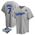 Odoa LA.Dodgers #7 Blake Snell Player Gray World Series Road Game Stitched Jerseys