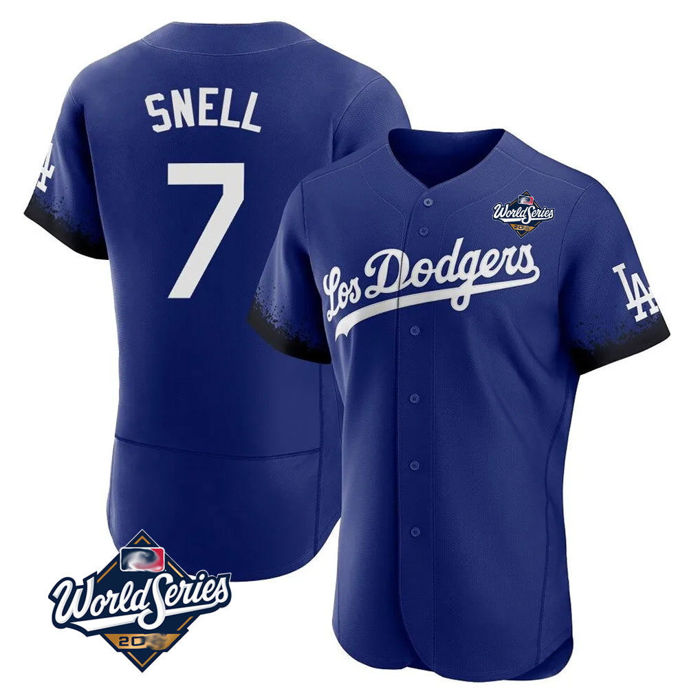 Odoa LA.Dodgers #7 Blake Snell Player Royal City Connect Elite World Series Home Stitched Jerseys