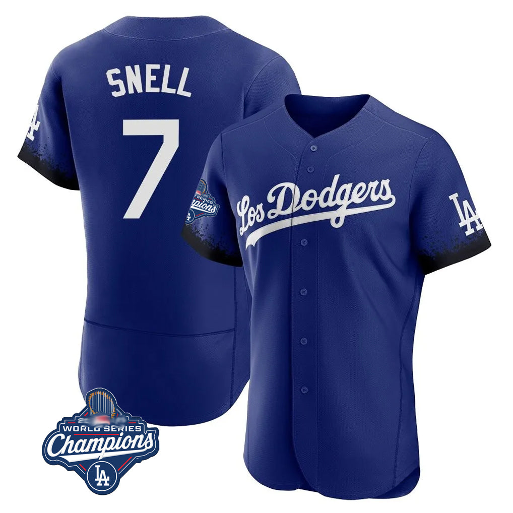 Odoa LA.Dodgers #7 Blake Snell Player Royal City Connect Elite World Series Meet Home Stitched Jerseys