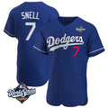 Odoa LA.Dodgers #7 Blake Snell Player Royal Limited Elite World Series Home Stitched Jerseys