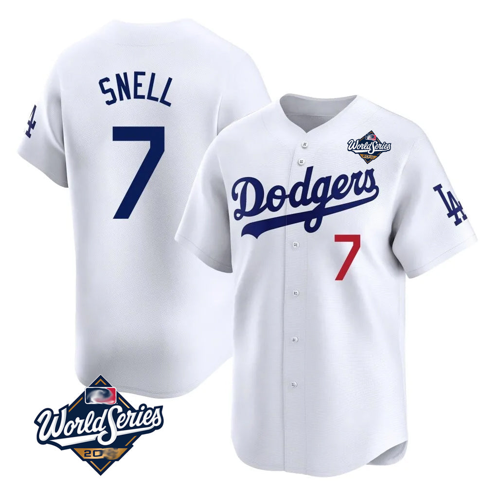 Odoa LA.Dodgers #7 Blake Snell Player White Game Limited World Series Home Stitched Jerseys