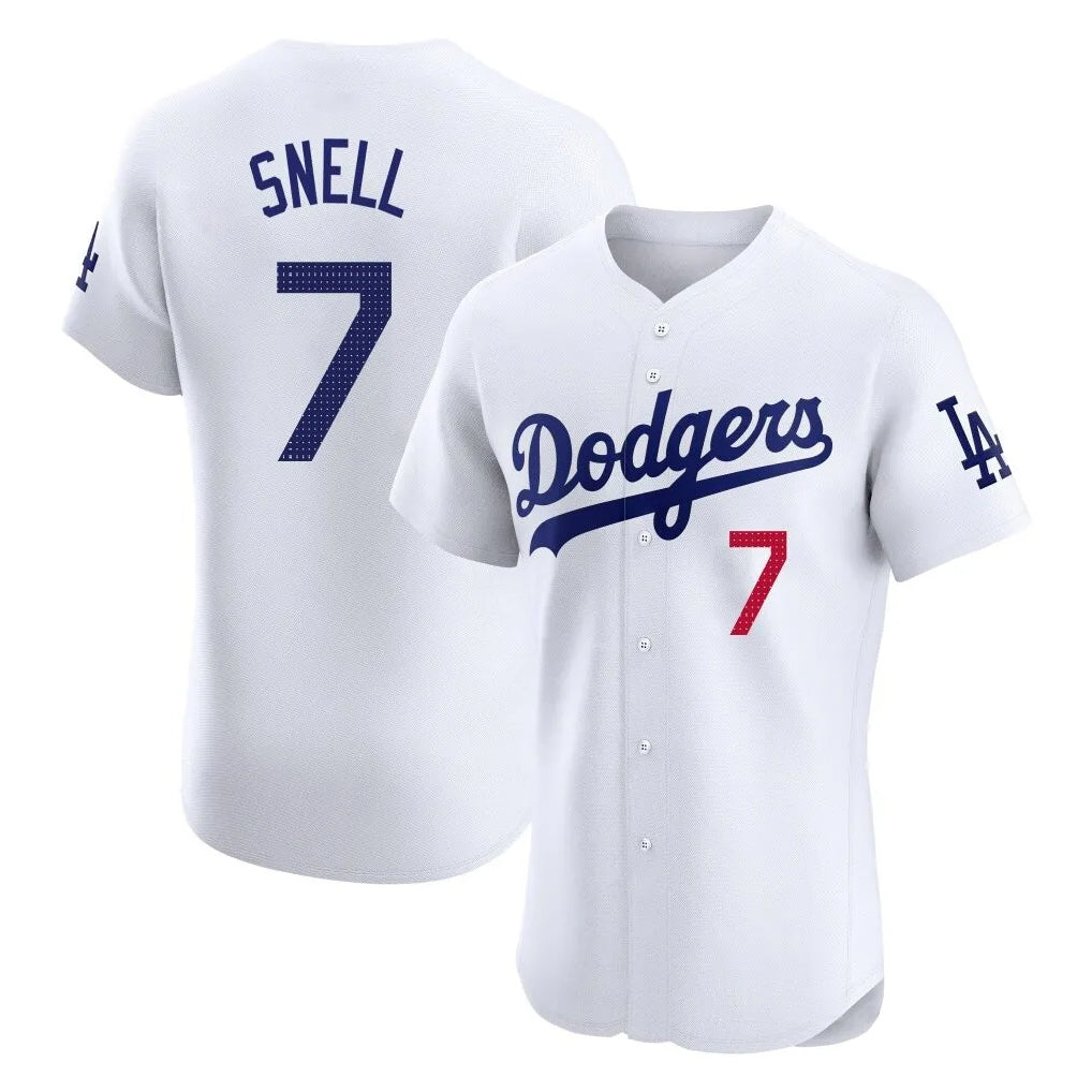 Odoa LA.Dodgers #7 Blake Snell Player White Limited Elite Home Stitched Jerseys