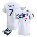 Odoa LA.Dodgers #7 Blake Snell Player White Limited Elite World Series Home Stitched Jerseys