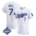 Odoa LA.Dodgers #7 Blake Snell Player White Limited Elite World Series Meet Home Stitched Jerseys