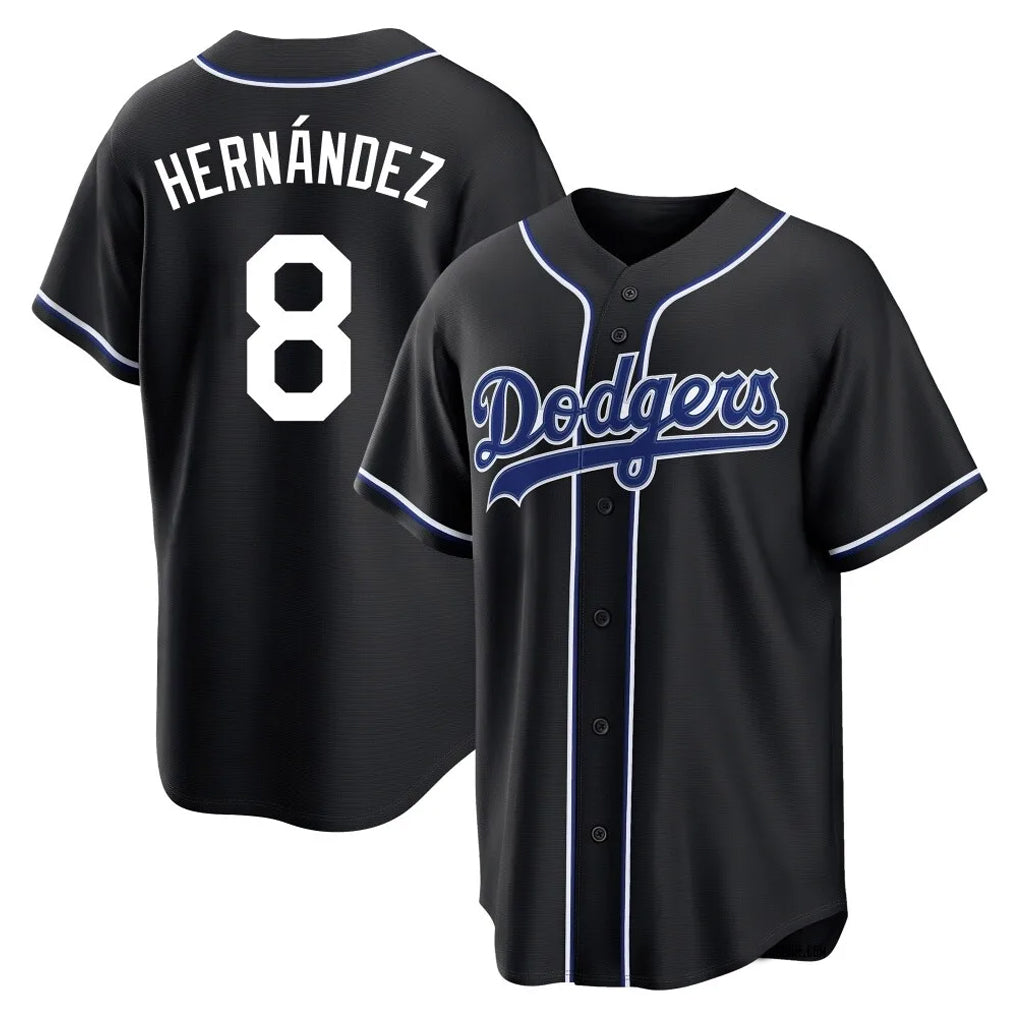 Odoa LA.Dodgers #8 Enrique Hern?¡ì?¨¦ndez Player Black Carbon Limited Home Stitched Jerseys