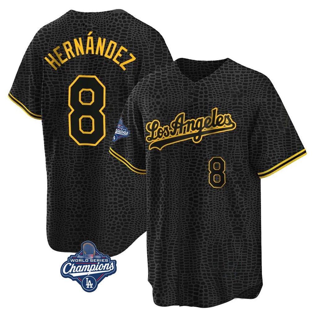 Odoa LA.Dodgers #8 Enrique Hern?¡ì?¨¦ndez Player Black Gold World Series Meet Limited Home Stitched Jerseys