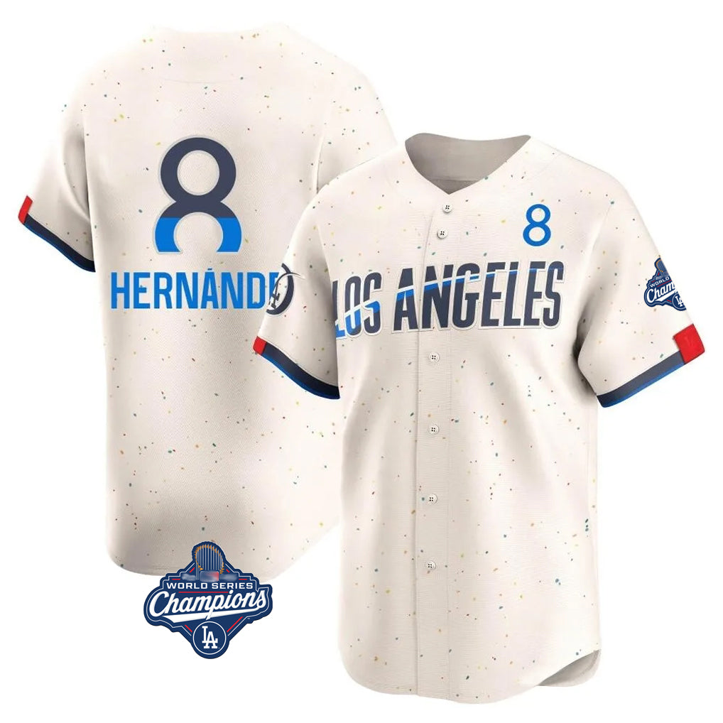 Odoa LA.Dodgers #8 Enrique Hern?¡ì?¨¦ndez Player Cream World Series Meet City Connect Limited Home Stitched Jerseys