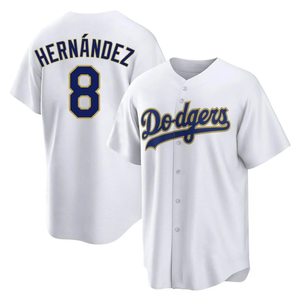 Odoa LA.Dodgers #8 Enrique Hern?¡ì?¨¦ndez Player Gold White 2026 Collection Stadium Game Stitched Jerseys
