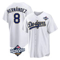 Odoa LA.Dodgers #8 Enrique Hern?¡ì?¨¦ndez Player Gold White World Series 2026 Collection Stadium Game Stitched Jerseys