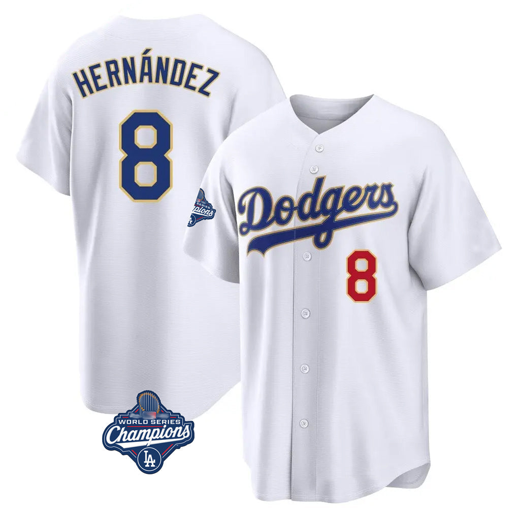 Odoa LA.Dodgers #8 Enrique Hern?¡ì?¨¦ndez Player Gold White World Series Meet 2026 Collection Stadium Limited Stitched Jerseys