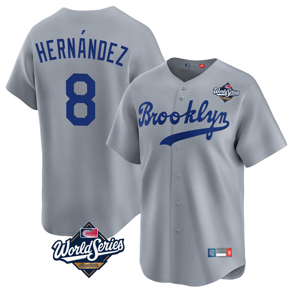Odoa LA.Dodgers #8 Enrique Hern?¡ì?¨¦ndez Player Gray World Series Game Limited Home Stitched Jerseys