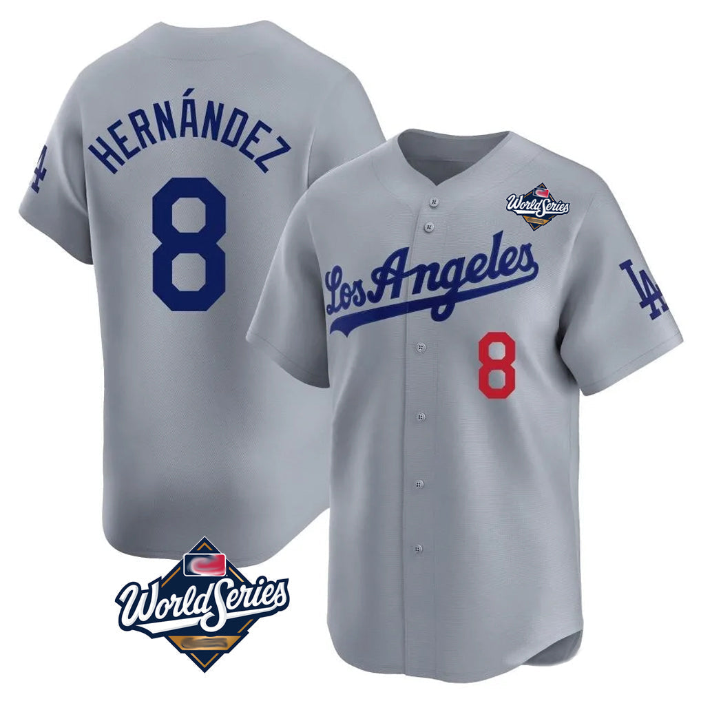 Odoa LA.Dodgers #8 Enrique Hern?¡ì?¨¦ndez Player Gray World Series Limited Home Stitched Jerseys