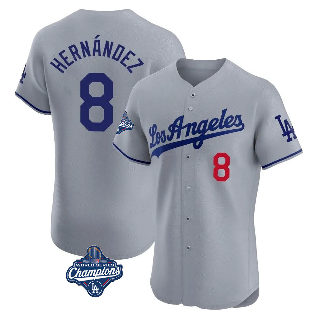 Odoa LA.Dodgers #8 Enrique Hern?¡ì?¨¦ndez Player Gray World Series Meet Limited Elite Home Stitched Jerseys