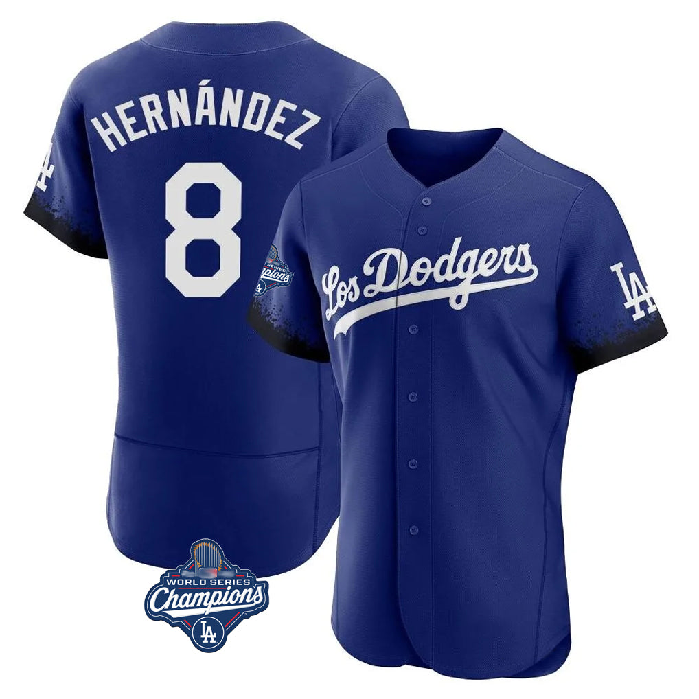 Odoa LA.Dodgers #8 Enrique Hern?¡ì?¨¦ndez Player Royal World Series Meet City Connect Elite Home Stitched Jerseys