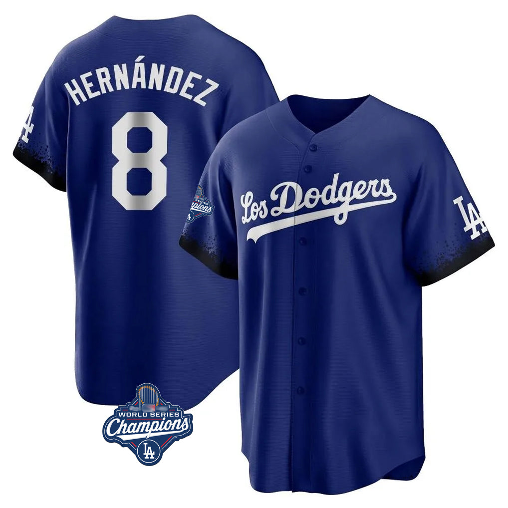 Odoa LA.Dodgers #8 Enrique Hern?¡ì?¨¦ndez Player Royal World Series Meet City Connect Home Game Stitched Jerseys