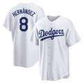 Odoa LA.Dodgers #8 Enrique Hern?¡ì?¨¦ndez Player White Game Home Stitched Jerseys
