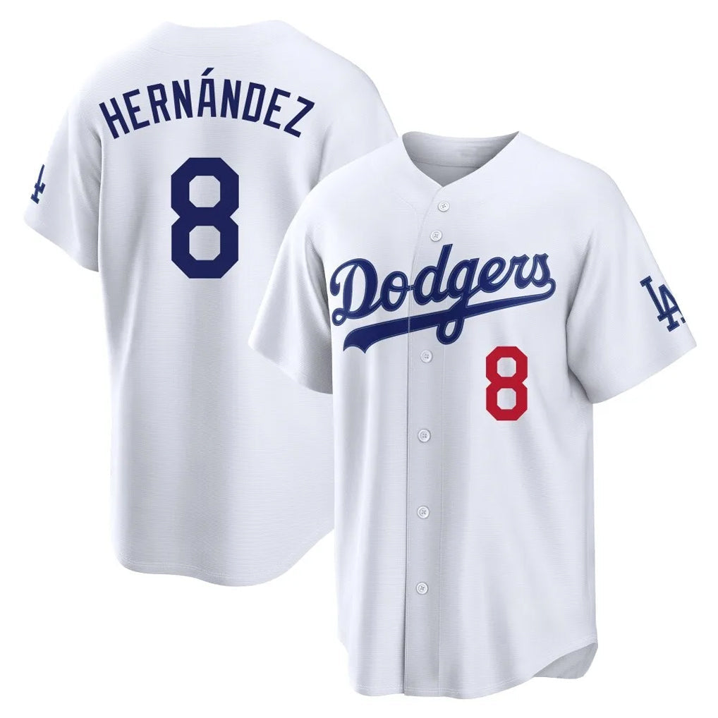Odoa LA.Dodgers #8 Enrique Hern?¡ì?¨¦ndez Player White Home Game Stitched Jerseys