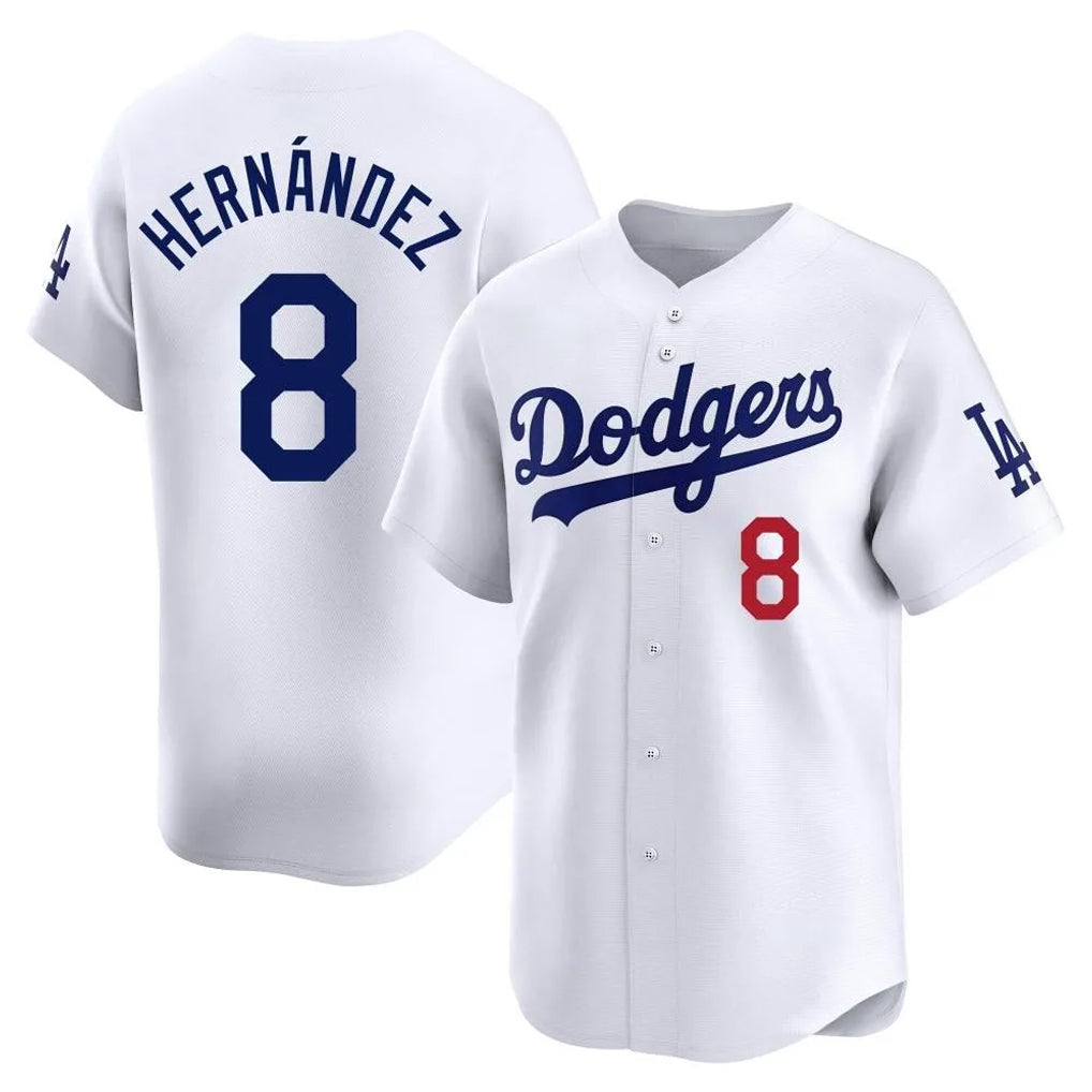 Odoa LA.Dodgers #8 Enrique Hern?¡ì?¨¦ndez Player White Limited Home Stitched Jerseys