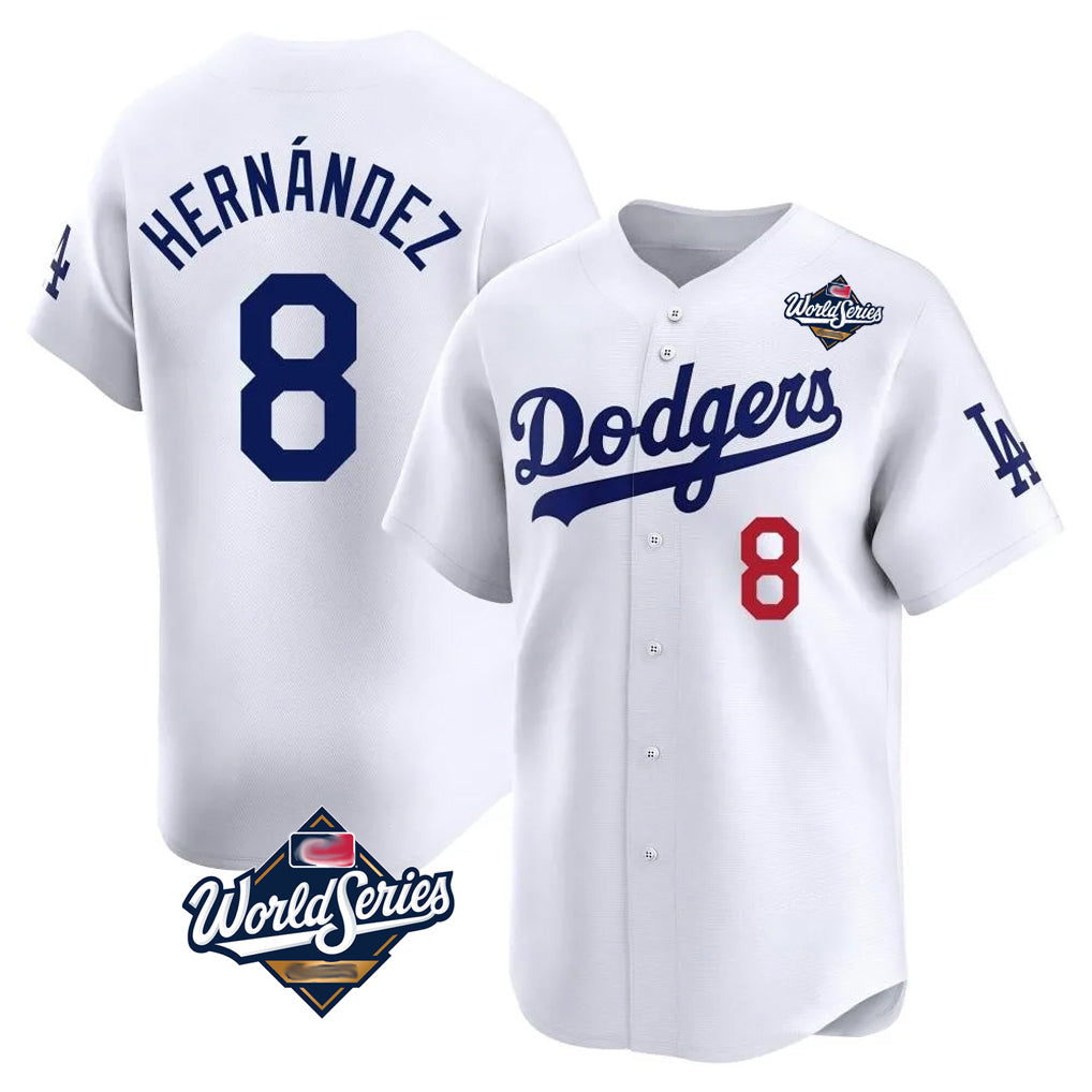 Odoa LA.Dodgers #8 Enrique Hern?¡ì?¨¦ndez Player White World Series Limited Home Stitched Jerseys