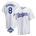Odoa LA.Dodgers #8 Enrique Hern?¡ì?¨¦ndez Player White World Series Meet Game Home Stitched Jerseys
