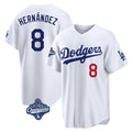 Odoa LA.Dodgers #8 Enrique Hern?¡ì?¨¦ndez Player White World Series Meet Home Game Stitched Jerseys